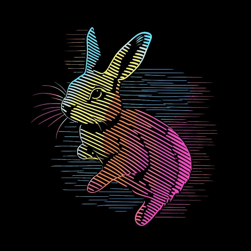 Lapin coloré à rayures rétro