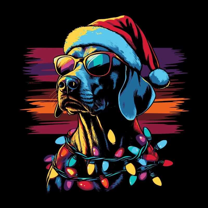 Braque de Weimar cool à Noël