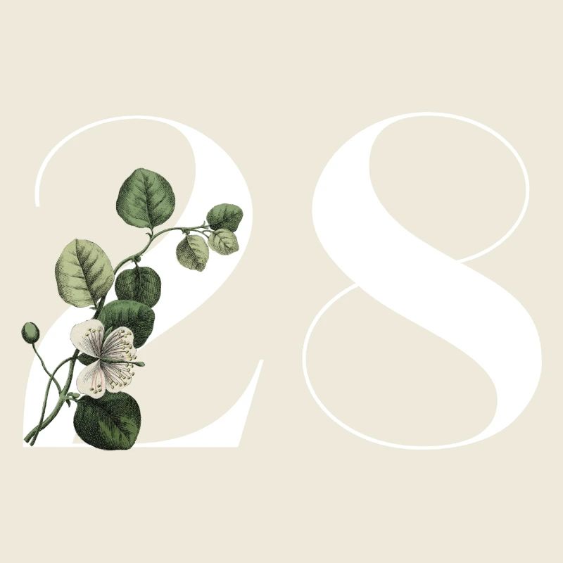 Nummer 28 Blumengrün -28. Geburtstag Blumen