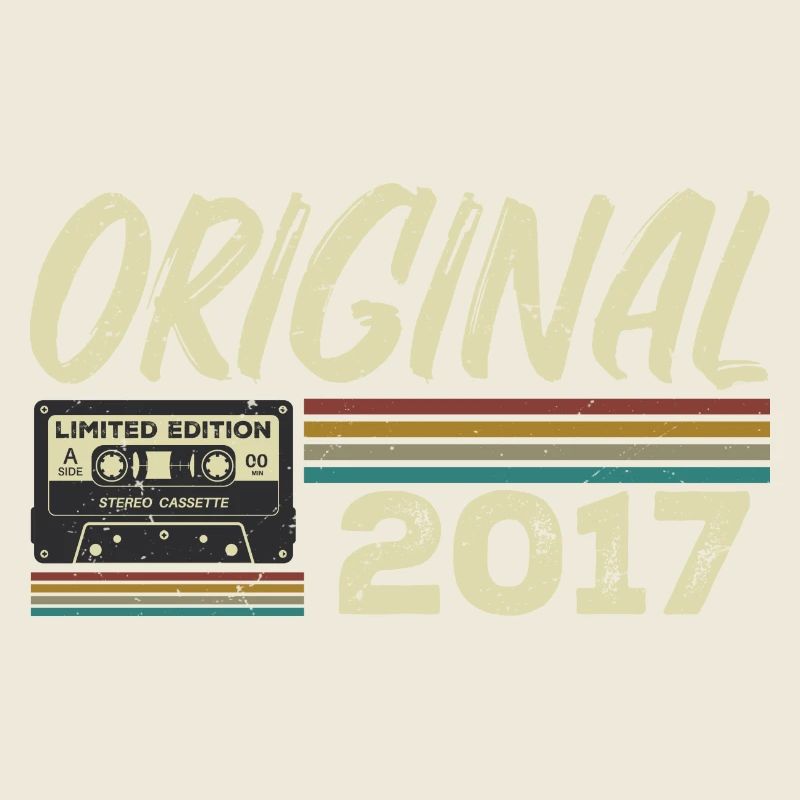 Original 2017 Rétro Cadeau Anniversaire Né En 2017