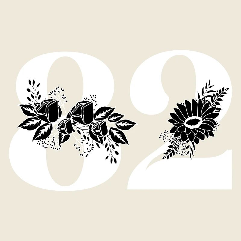 Nummer 82 Schwarze Blumen - 82. Blumengeburtstag