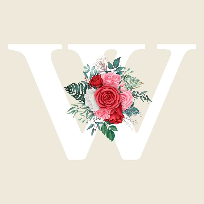 Letter w floral red