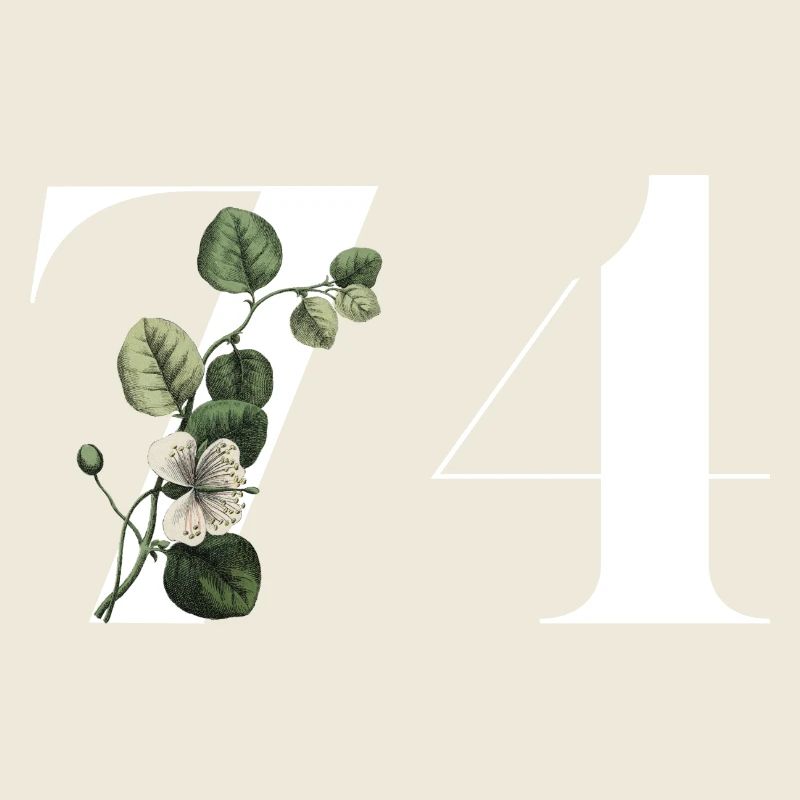 Numéro 74 floral vert - 74e anniversaire floral