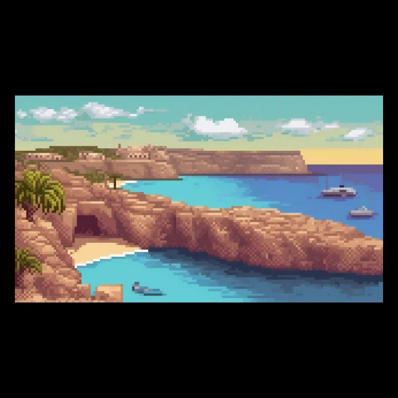 Île de Comino, Malte - Pixel Art