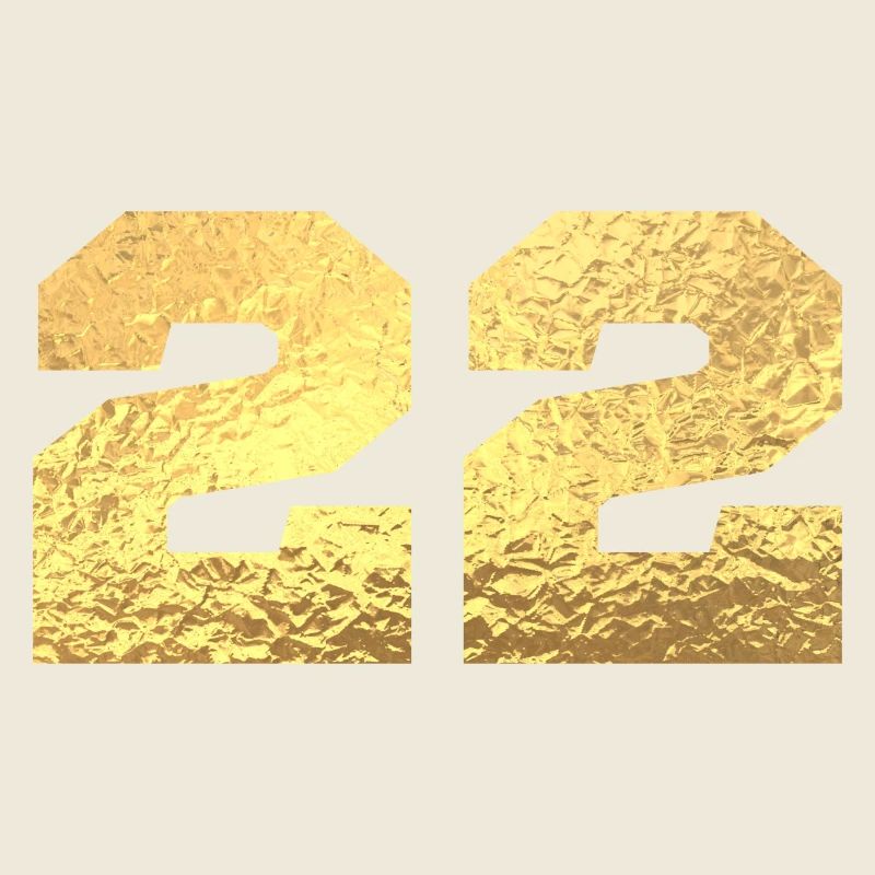 Numéro 22 paillettes doré - 22e anniversaire