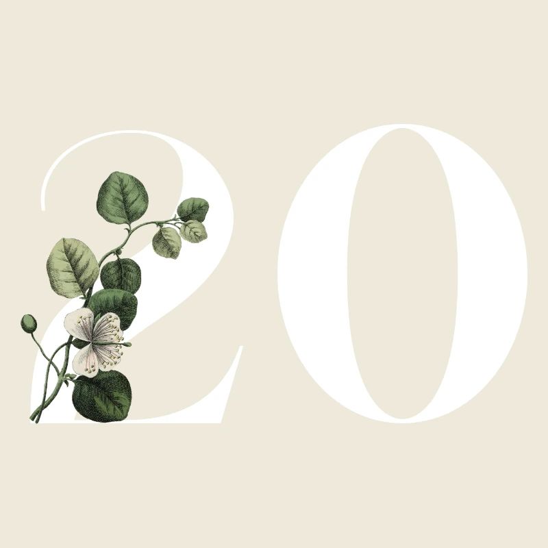Nummer 20 Blumengrün -20. Geburtstag Blumen