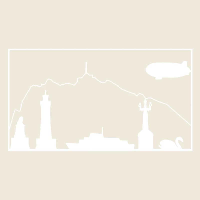 Bodensee & Pfänder | Silhouette filled | Weiß