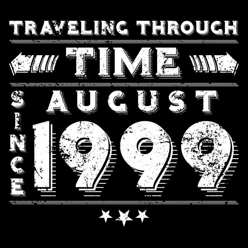 Vintage Time Travel Birthday Design August 1999