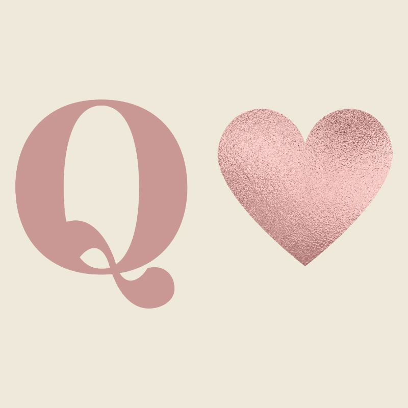 Letter q heart rose gold