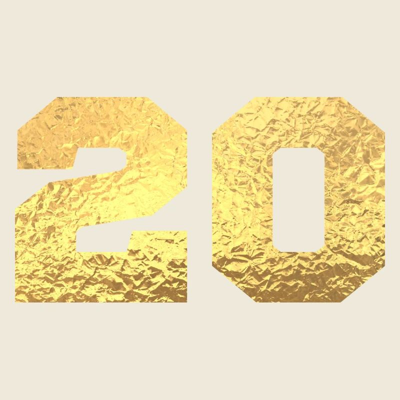 Numéro 20 paillettes doré - 20e anniversaire