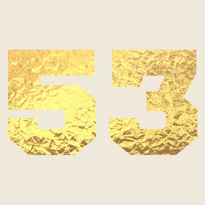 Number 53 Gold Glitter - 53rd Anniversary