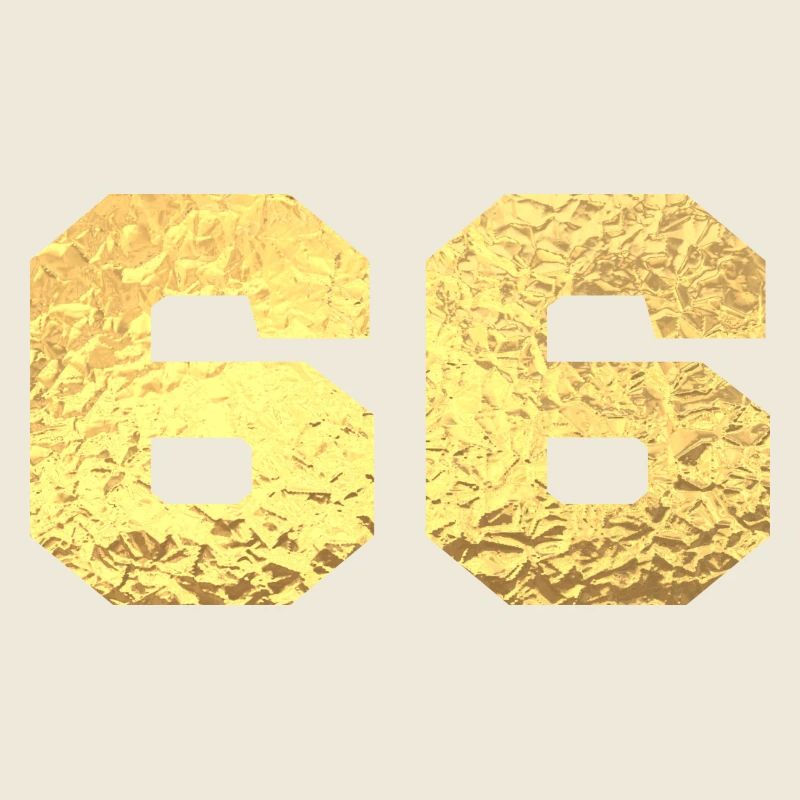Number 66 Gold Glitter - 66th Anniversary