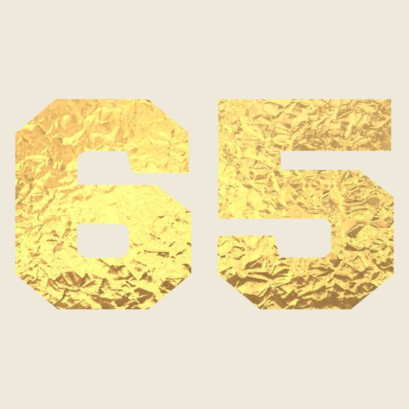 Number 65 Gold Glitter - 65th Anniversary