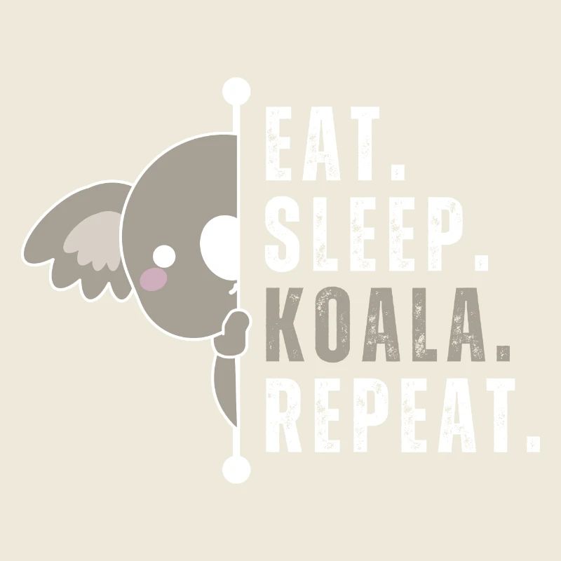 Eat Sleep Koala Abrogé Blanc