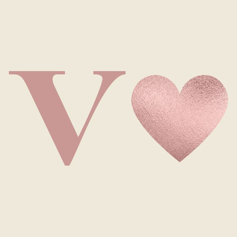 Buchstabe V Herz Roségold