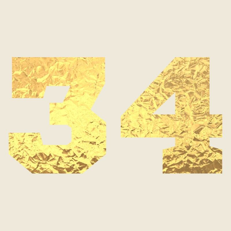 Numéro 34 paillettes doré - 34e anniversaire