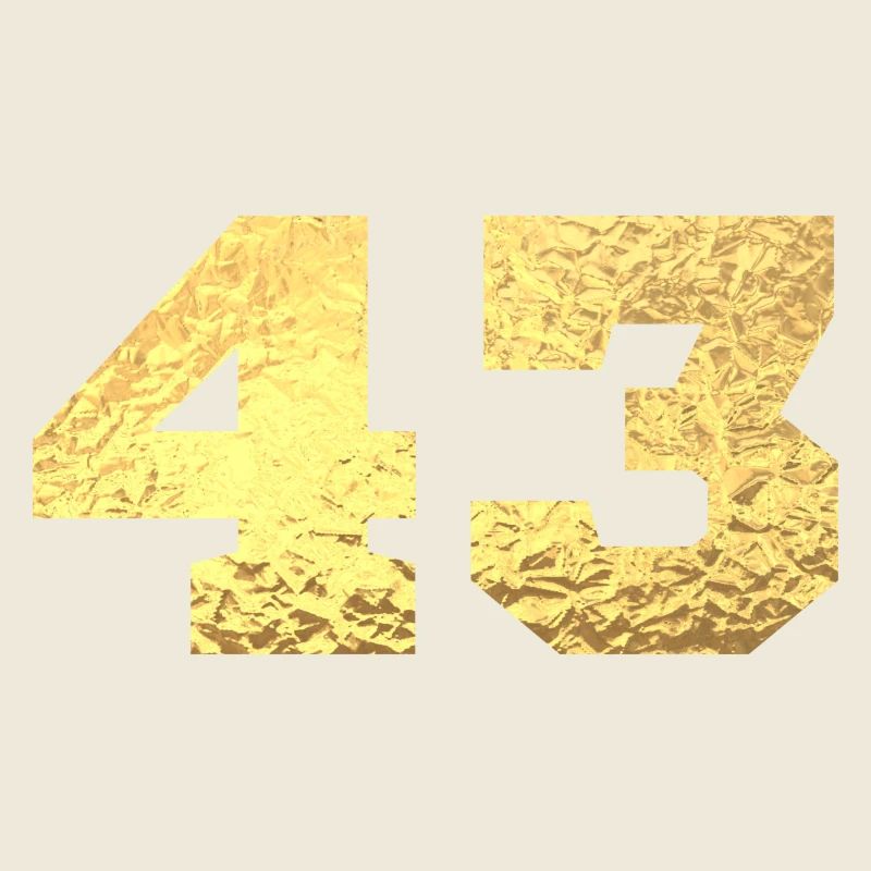 Number 43 Gold Glitter - 43rd Anniversary