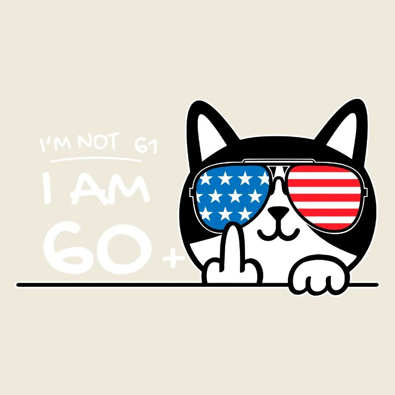 I'm Not 61, I Am 60 Plus 1 Middle Finger Cat Flip