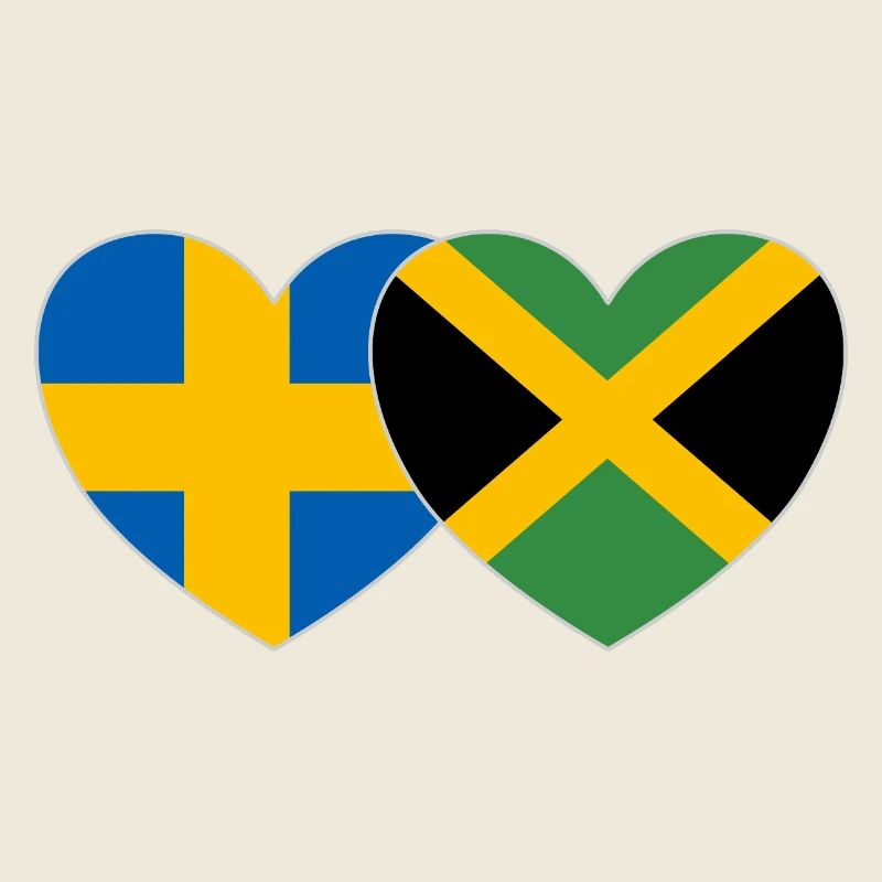 Sweden Jamaica Flag Heart