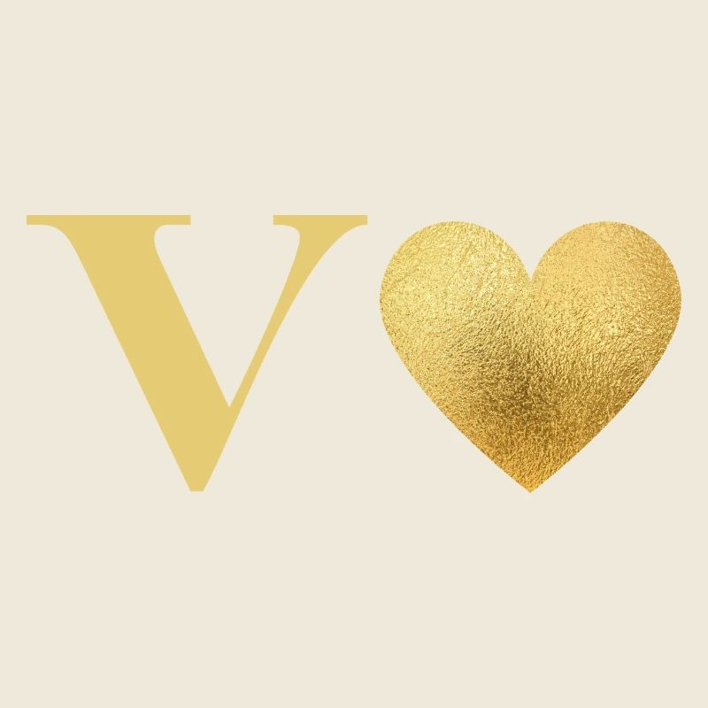 Buchstabe v goldenes Herz