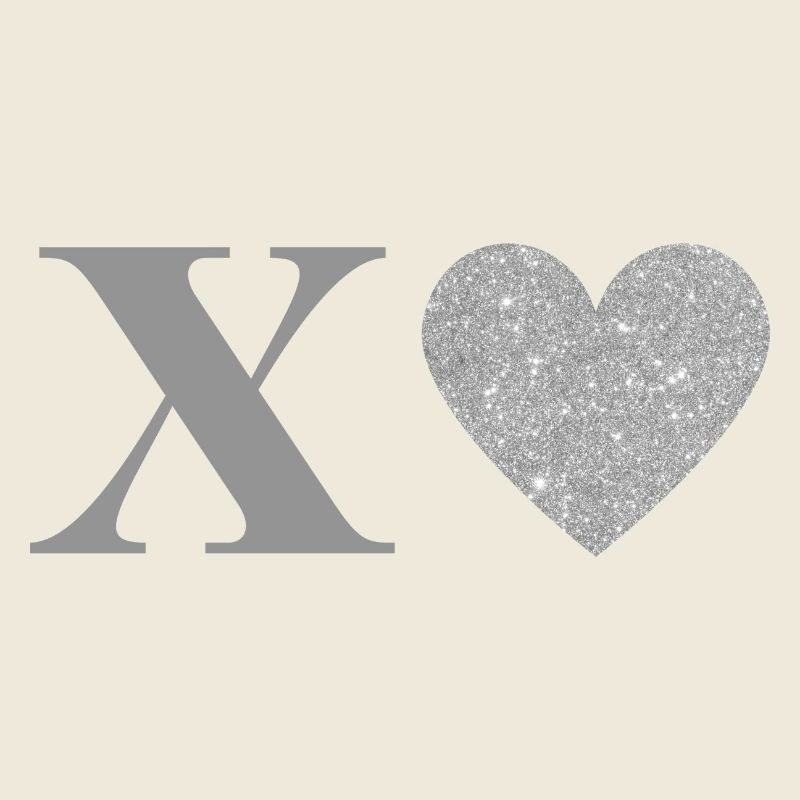 Letter x silver heart