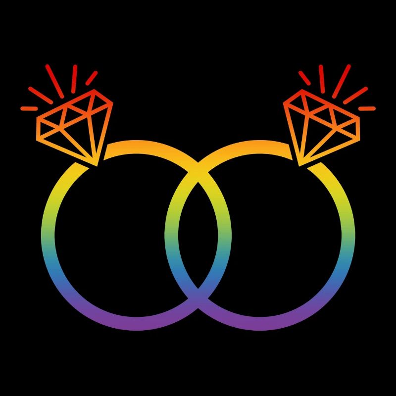 LGBT Eheringe Hochzeit JGA Paar Regenbogen Diamant