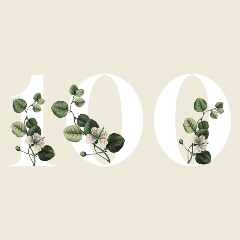 Zahl 100 Blumengrün - 100. Blumengeburtstag