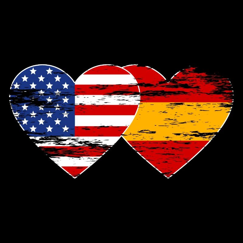 USA Spain flag heart used