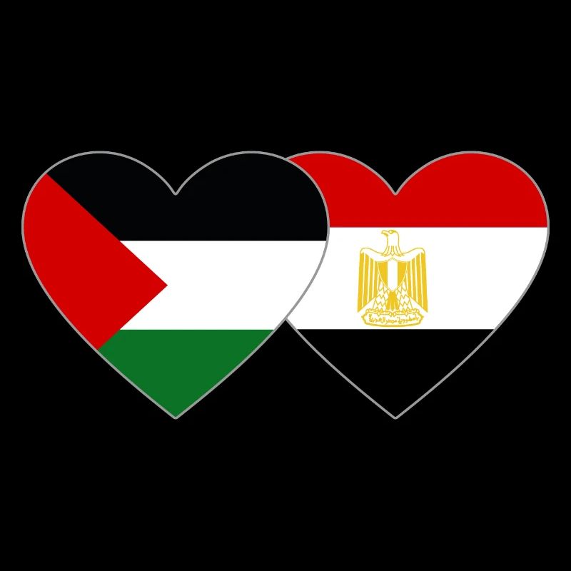 Palestine Egypt Flag Heart