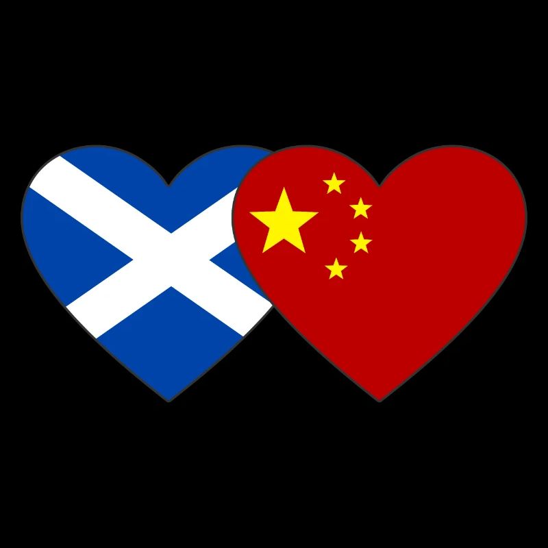 Ecosse Chine drapeau coeur