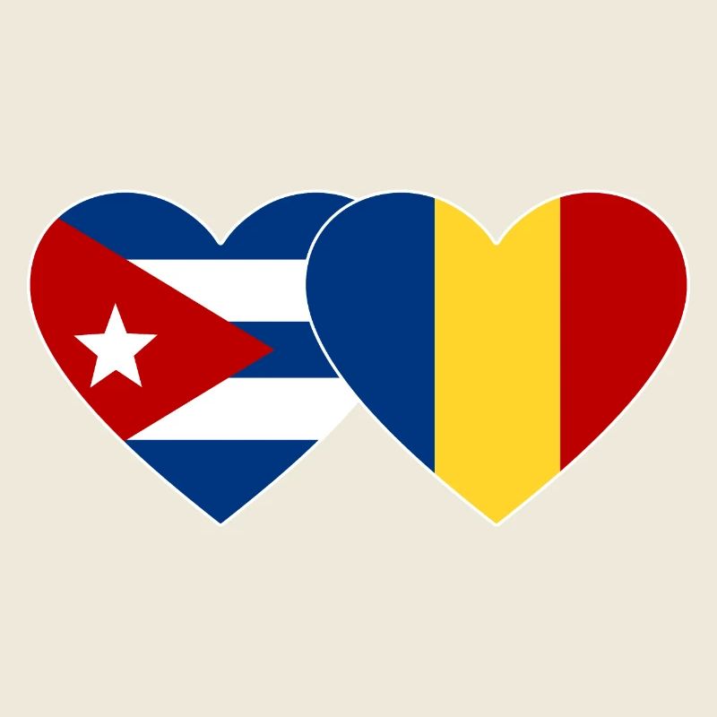 Cuba Romania Flag Heart