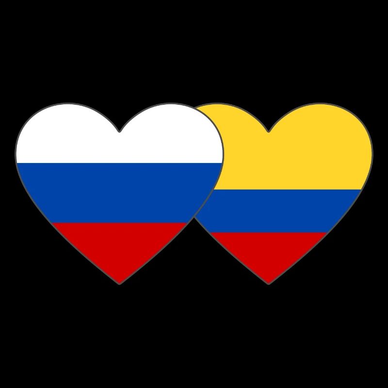 Russie Colombie Drapeau Coeur