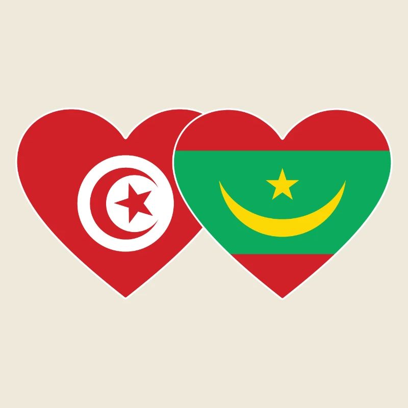 Tunisie Mauritanie Drapeau Coeur