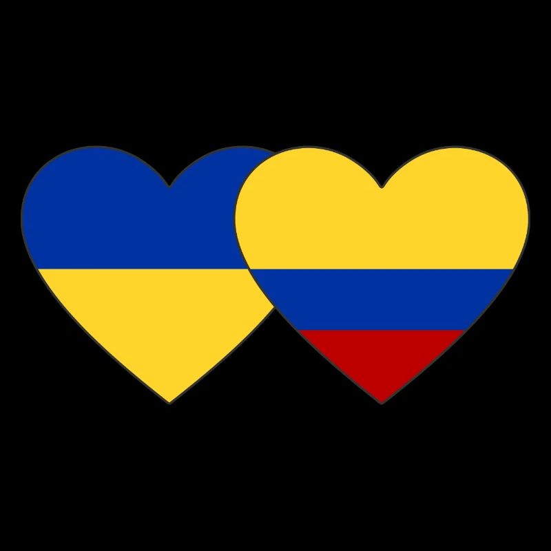 Ukraine Colombie Drapeau Coeur