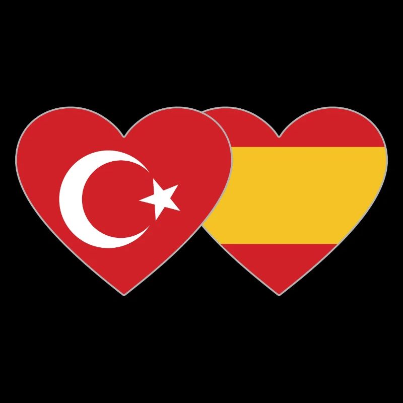 Turkey Spain Flag Heart