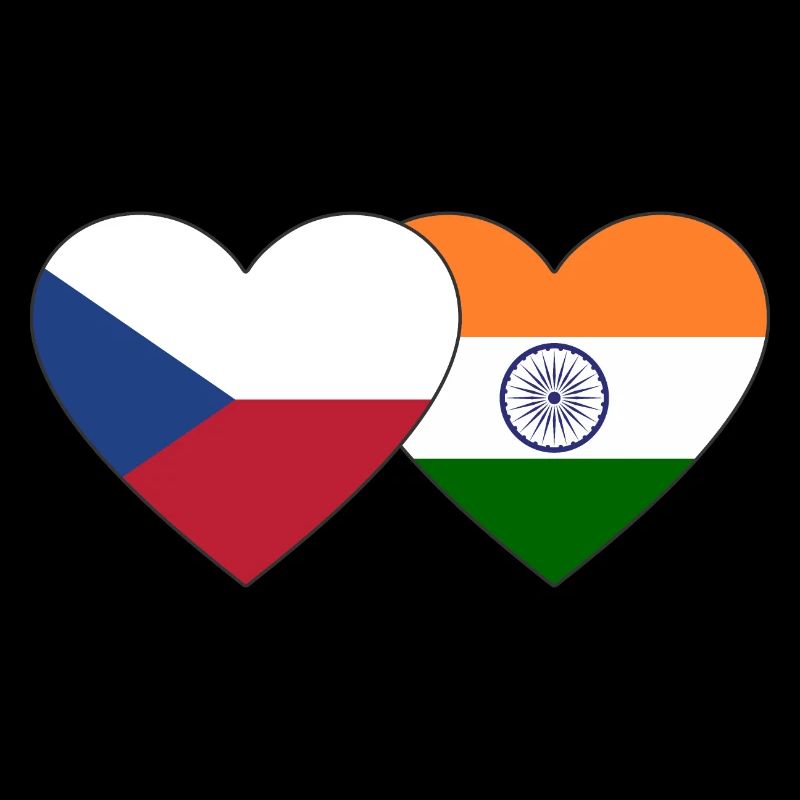 Tschechien Indien Flagge Herz
