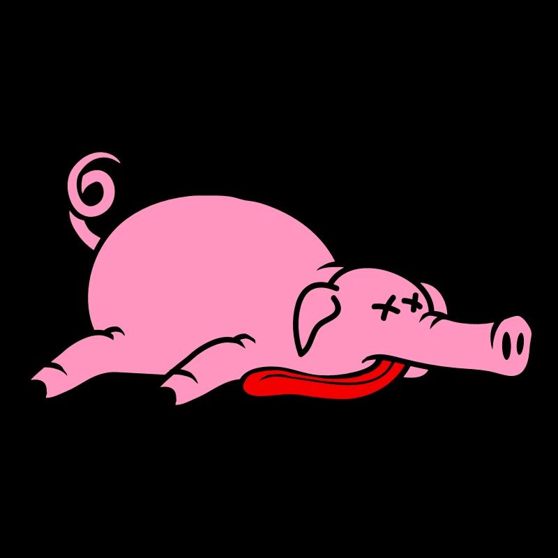 Grillon de porc mort inconscient mangeant de la viande