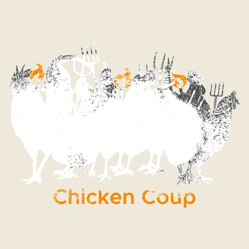 Chicken Coup - White Chickens on Grey