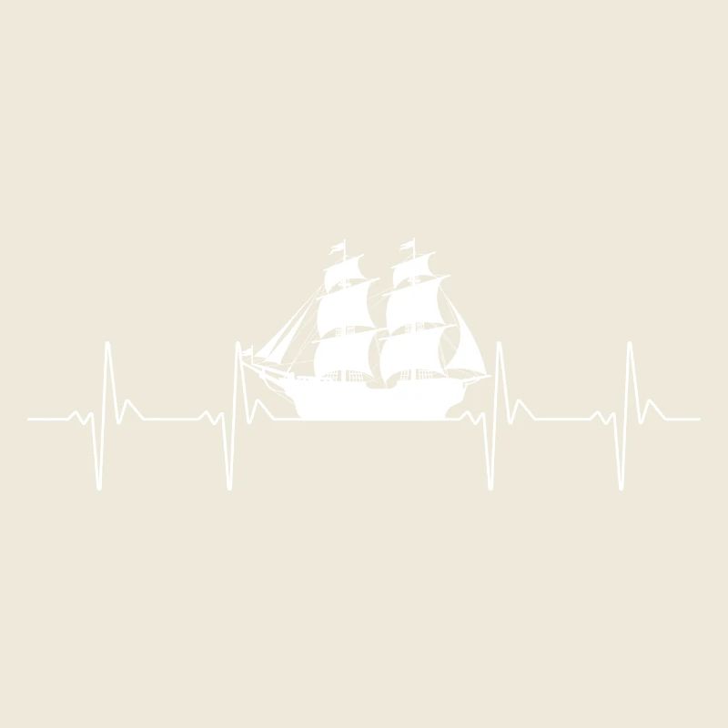 Retro Pirate Ship Sailing Heartbeat