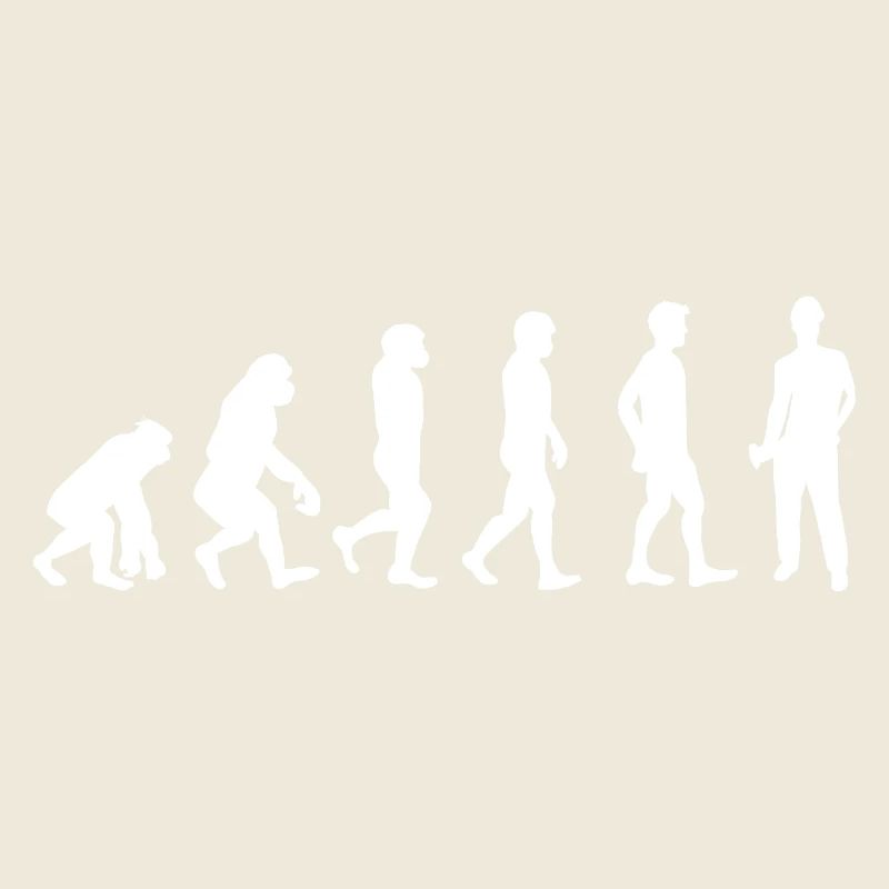Evolution Bauarbeiter weiß