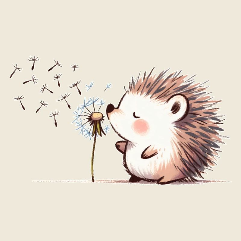 Igel mit Pusteblume