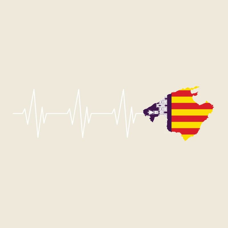 Mallorca Flag Heart Rate Heartbeat ECG Pulse