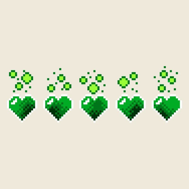 Coeur poison vert rétro jeuvidéo pixel