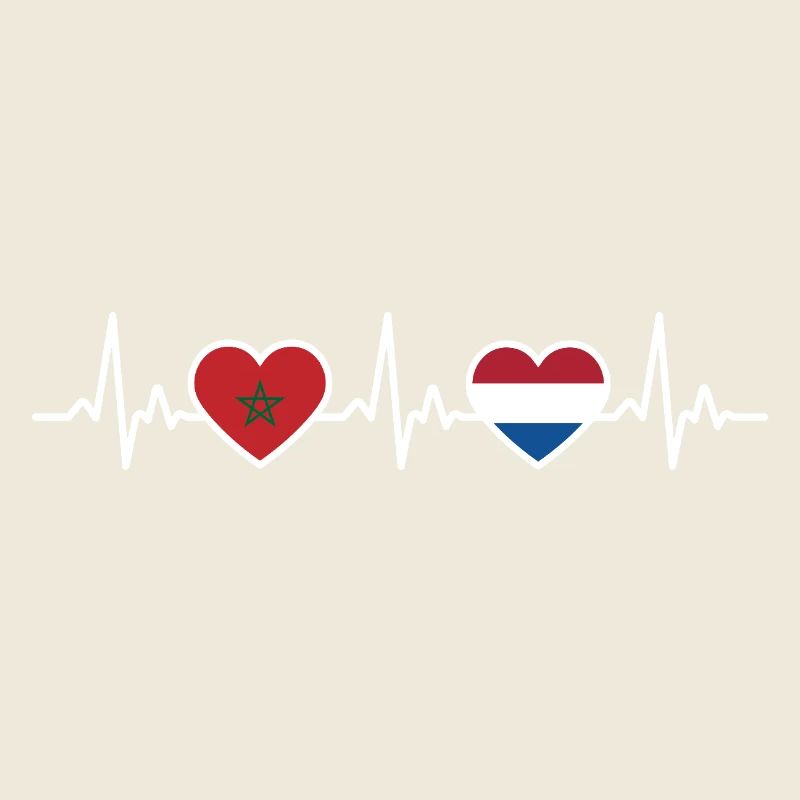 Maroc Pays-Bas Heartbeat Drapeau Marocain