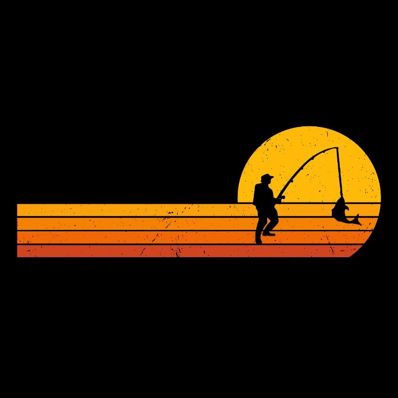 Pêcheur à la ligne Pêche au lever du soleil