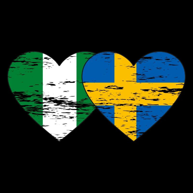 Drapeau Nigeria Suède coeur utilisé