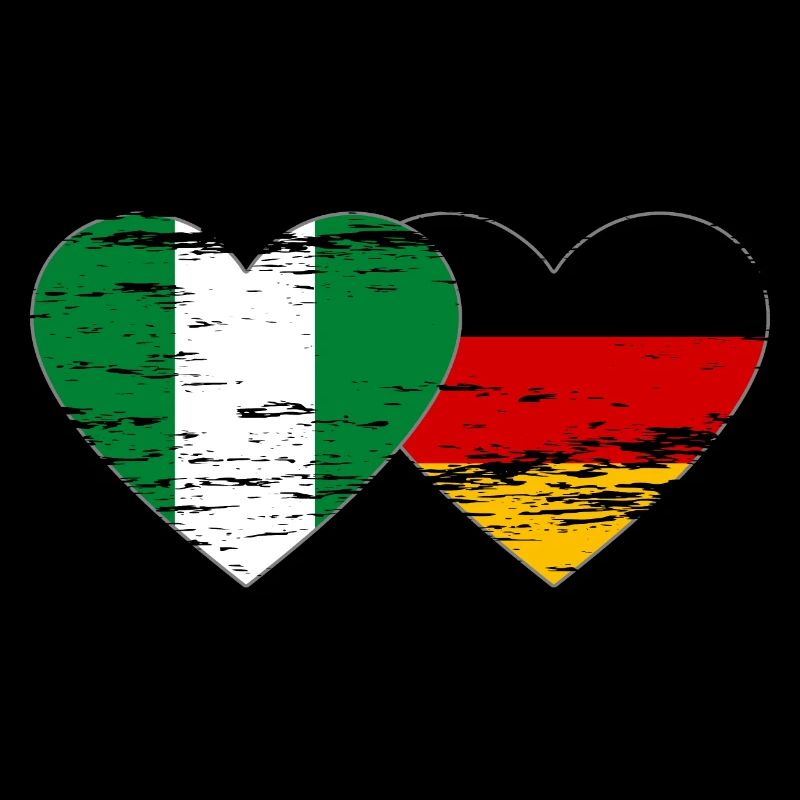 Drapeau Nigeria Allemagne coeur utilisé