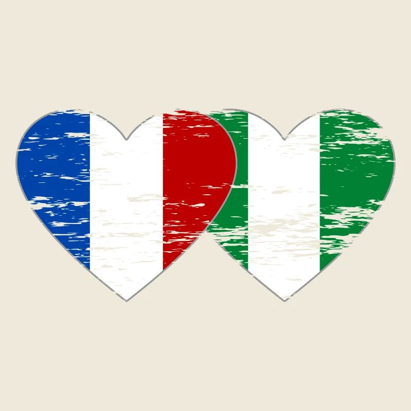 France Nigeria Drapeau Coeur Utilisé