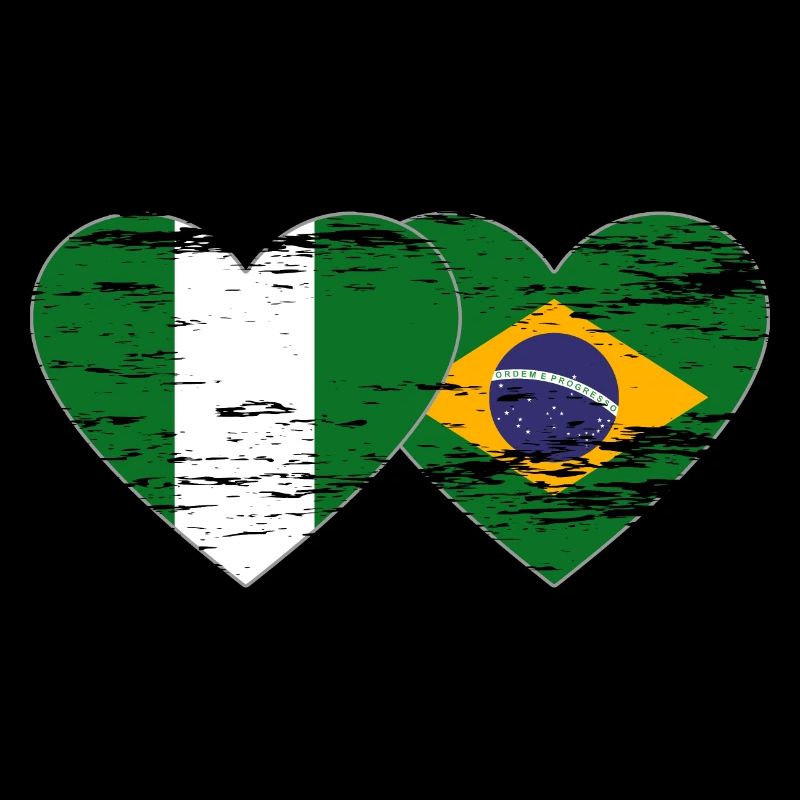 Nigeria Brésil Drapeau Coeur utilisé