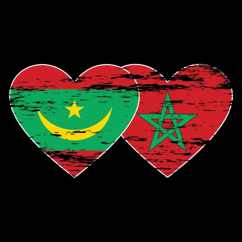 Mauritanie Maroc Drapeau Coeur utilisé
